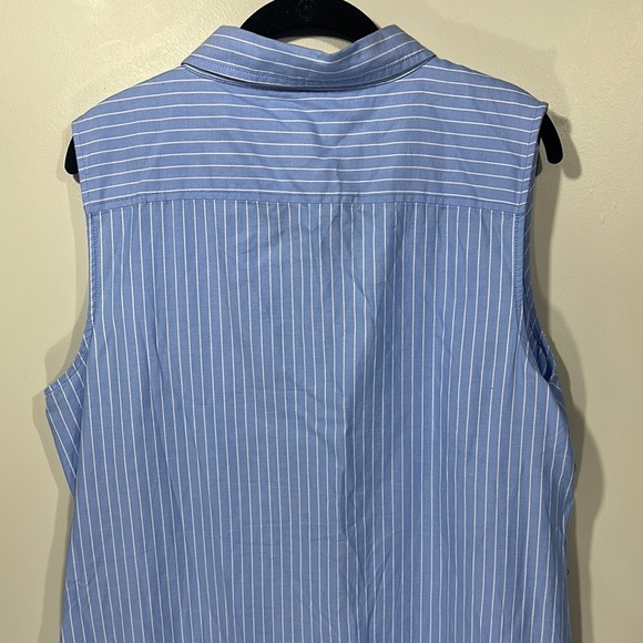 Tommy Hilfiger Light Blue and White Sleeveless Button Down Collared Shirt Dress - Picture 8 of 11